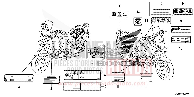 CAUTION LABEL for VFR1200X Dual Clutch PEARL GLARE WHITE (NHB53) from 2017